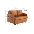 Coolmore Convertible Sleeper Sofa Bed, Modern Velvet Loveseat Couch With Pull Out Bed, Small Beautiful Seat Futon Sofa Bed With Headboard, 2 Pillows & Side Pockets For Living Room Brown Pu
