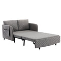 Coolmore Convertible Sleeper Sofa Bed, Modern Velvet Loveseat Couch With Pull Out Bed, Small Beautiful Seat Futon Sofa Bed With Headboard, 2 Pillows & Side Pockets For Living Room Light Grey Linen