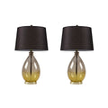 Cortina Ombre Glass Table Lamp, Set Of 2 Gold Cotton