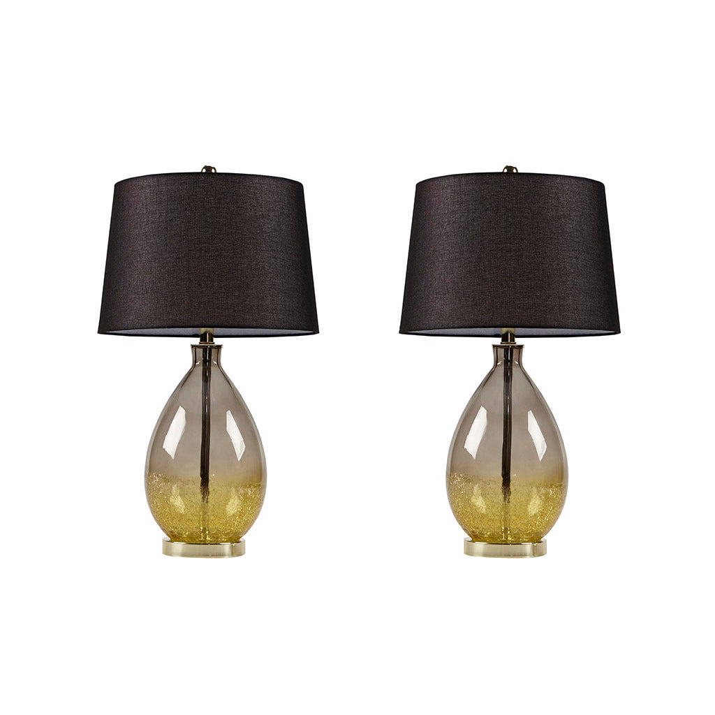 Cortina Ombre Glass Table Lamp, Set Of 2 Gold Cotton