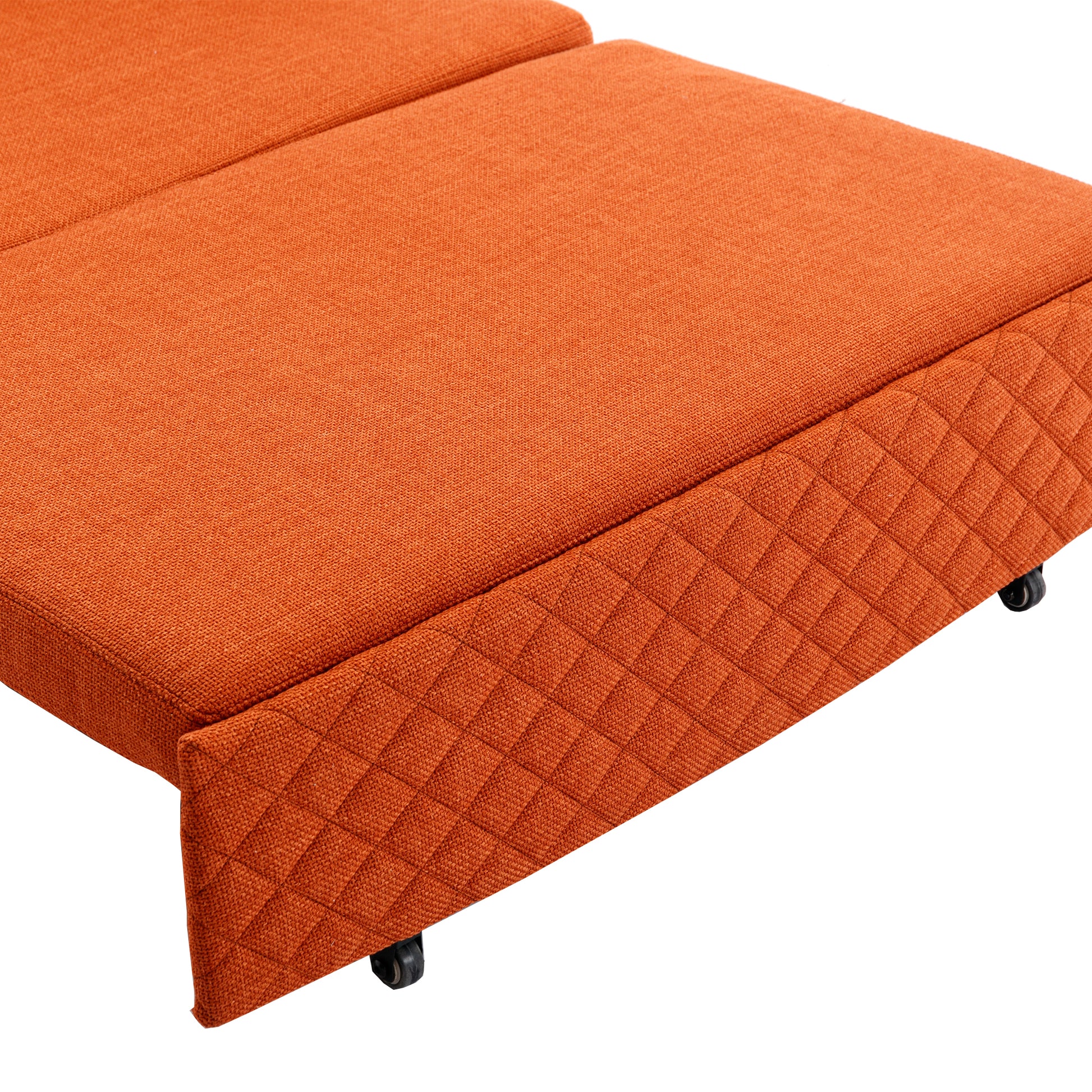 Coolmore Convertible Sleeper Sofa Bed, Modern Velvet Loveseat Couch With Pull Out Bed, Small Beautiful Seat Futon Sofa Bed With Headboard, 2 Pillows & Side Pockets For Living Room Orange Linen