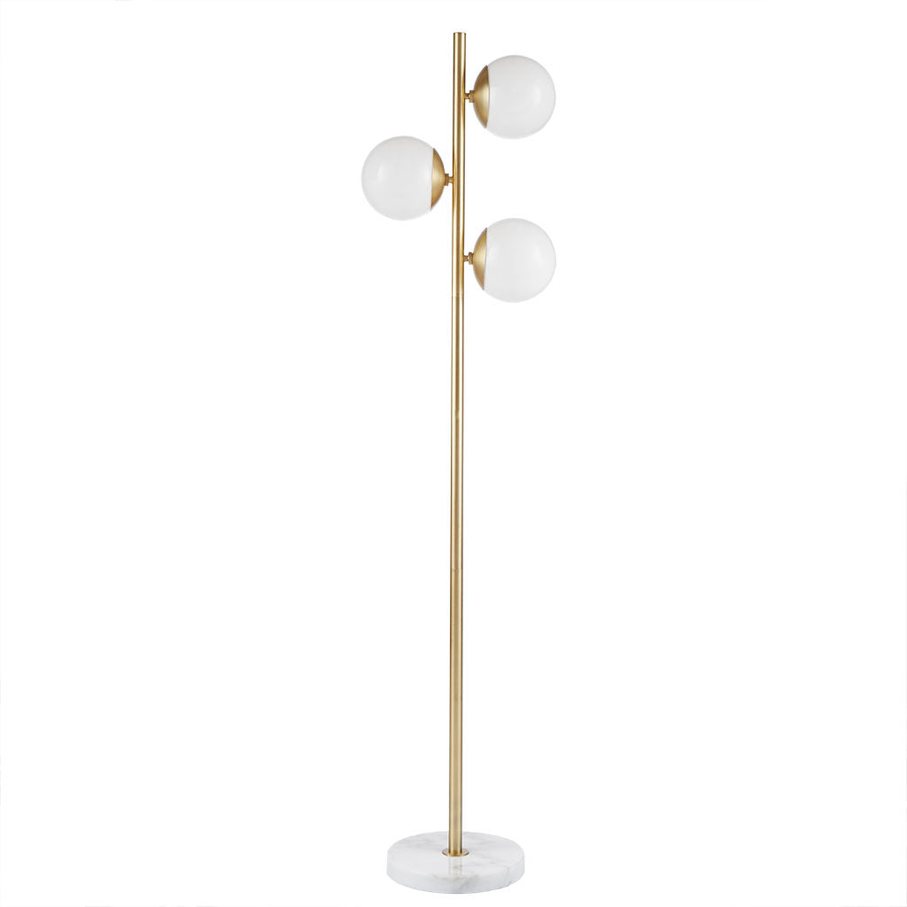 3 Globe Light Floor Lamp With Marble Base Gold Cotton