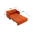 Coolmore Convertible Sleeper Sofa Bed, Modern Velvet Loveseat Couch With Pull Out Bed, Small Beautiful Seat Futon Sofa Bed With Headboard, 2 Pillows & Side Pockets For Living Room Orange Linen