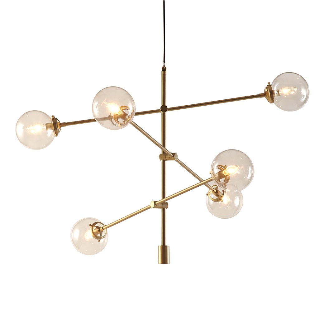 Cyrus 6 Globe Light Architectural Metal Chandelier Gold Cotton