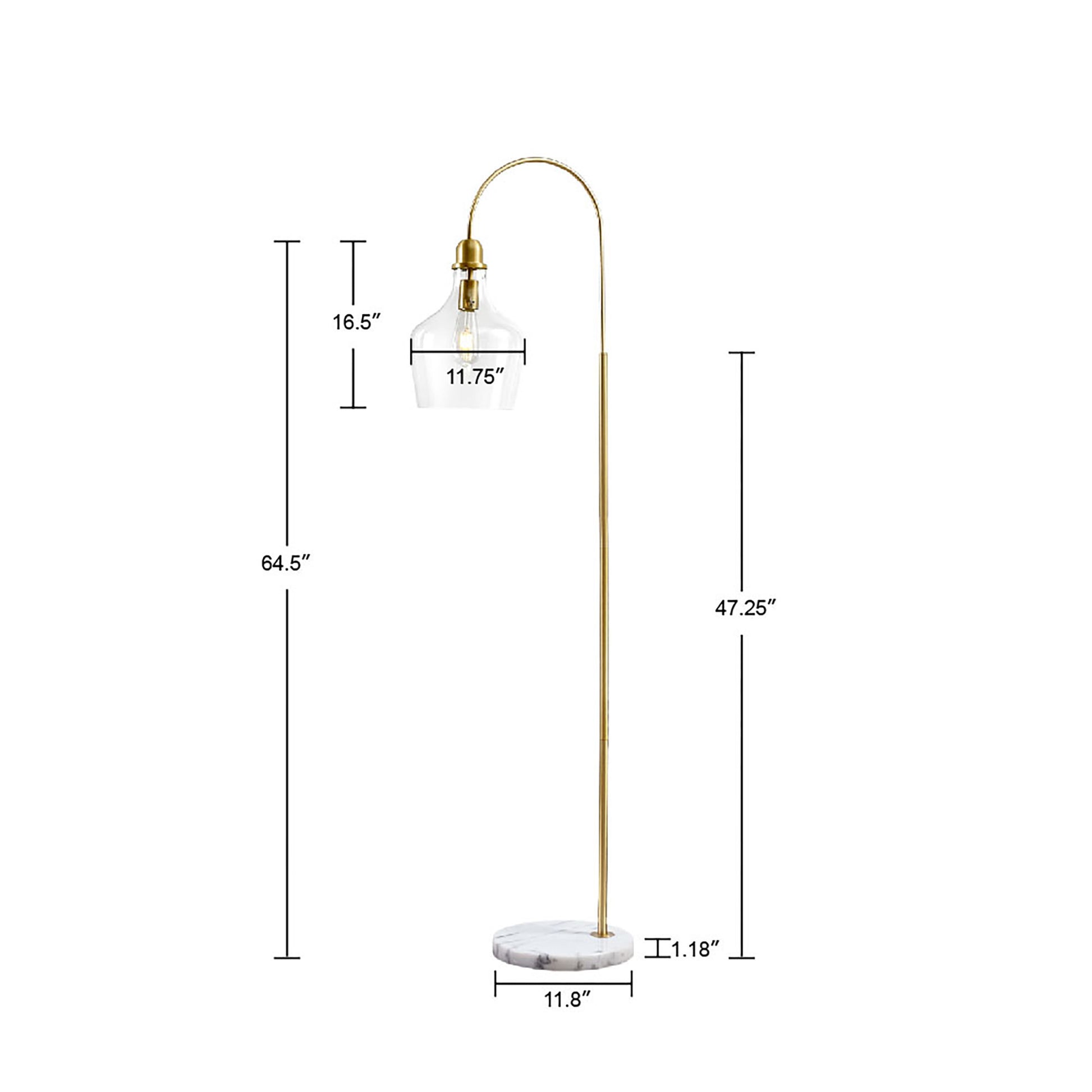 Arched Floor Lamp With Marble Base Gold Cotton