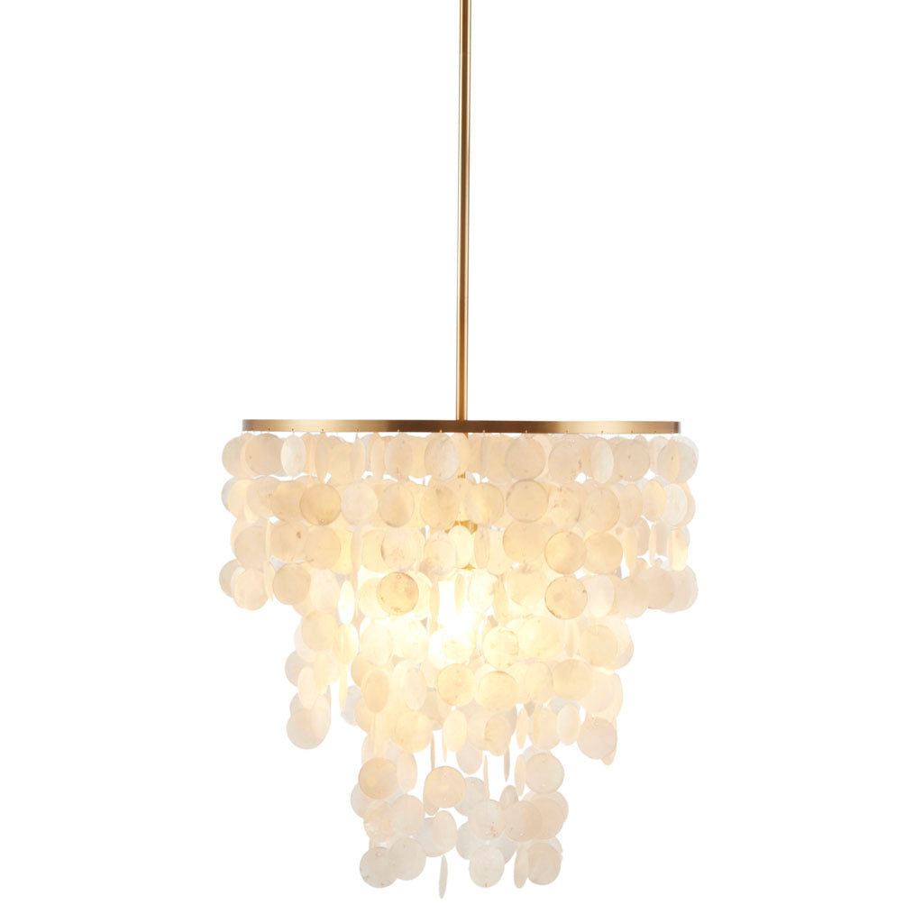 Layered Capiz Chandelier White Cotton