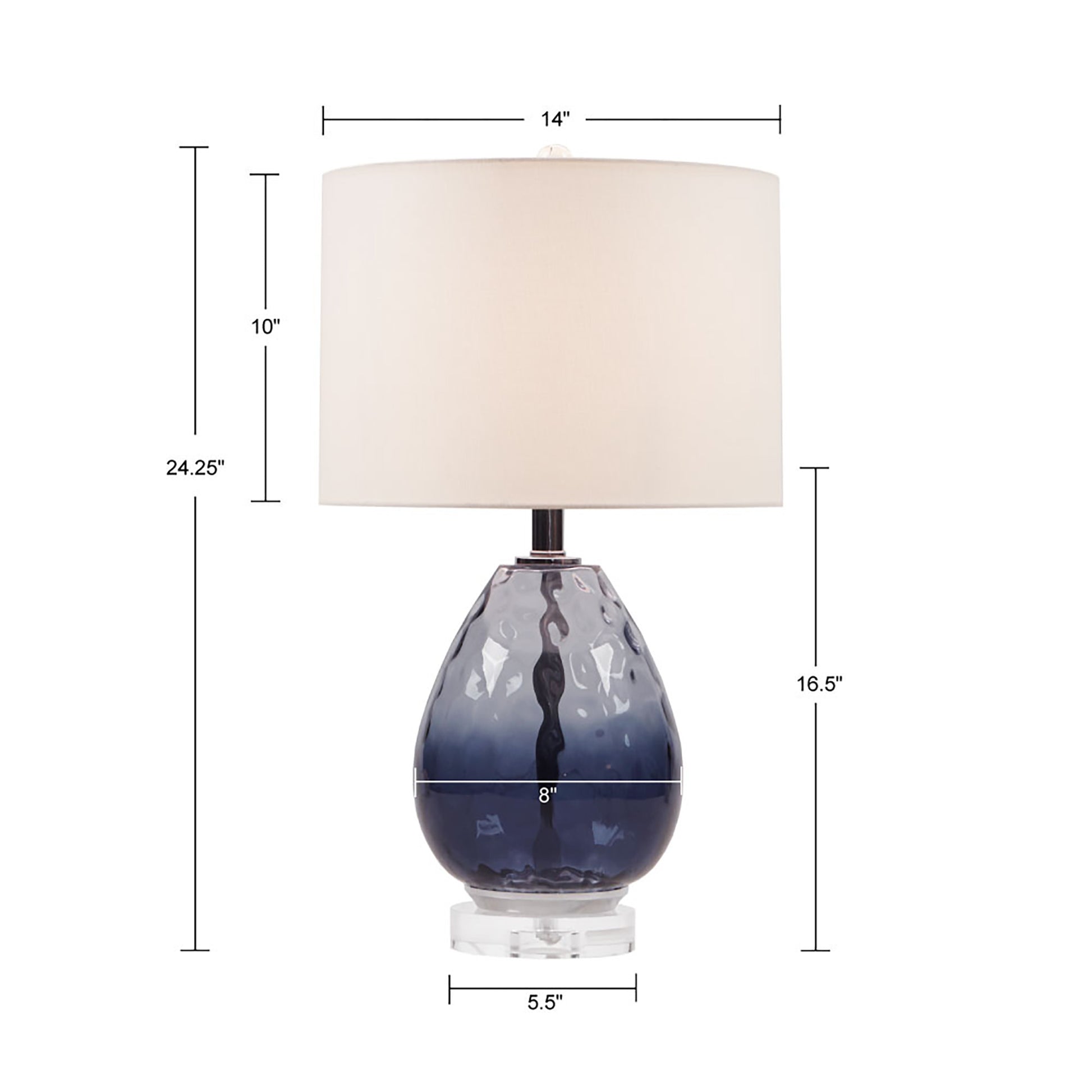 Ombre Glass Table Lamp Dark Blue Cotton