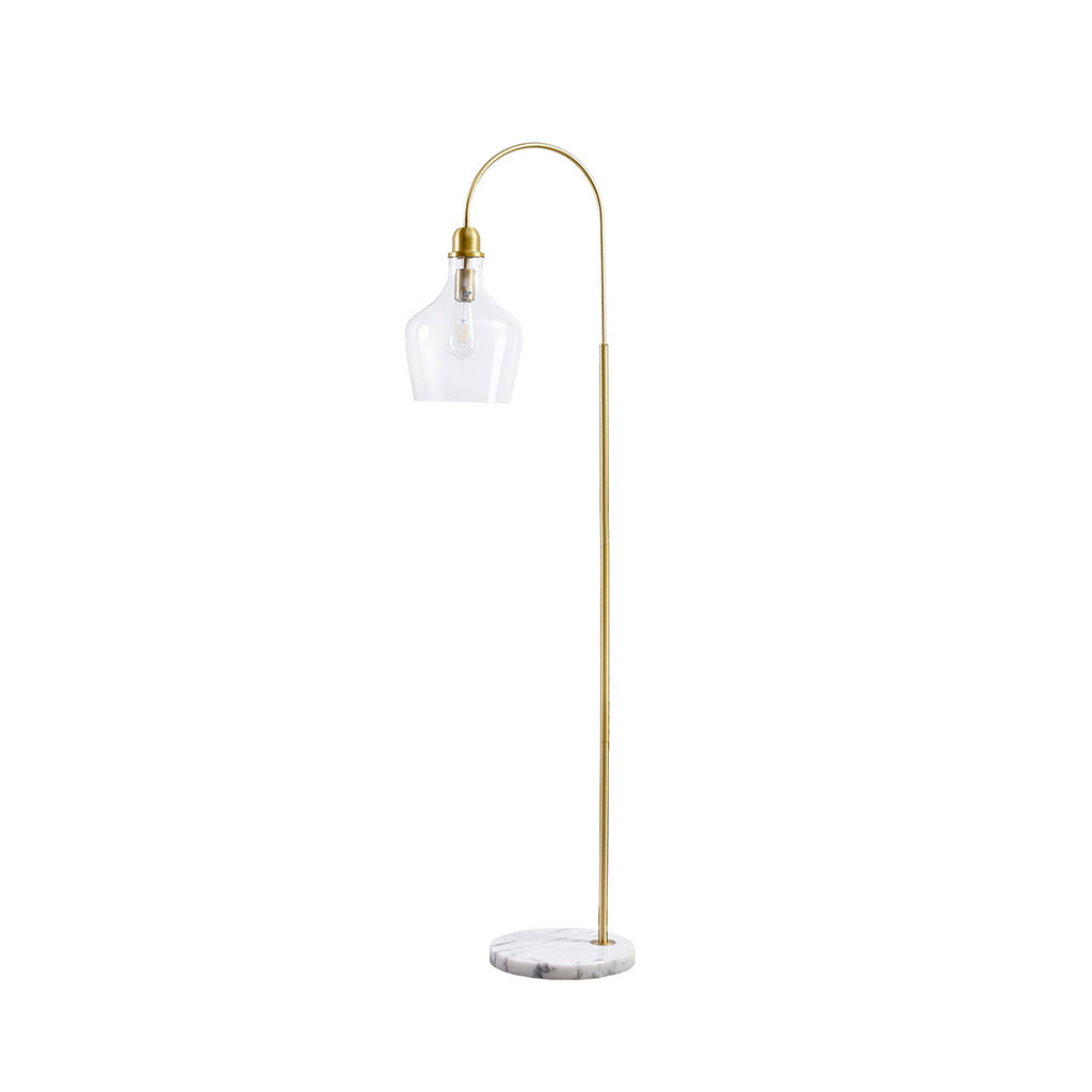 Arched Floor Lamp With Marble Base Gold Cotton