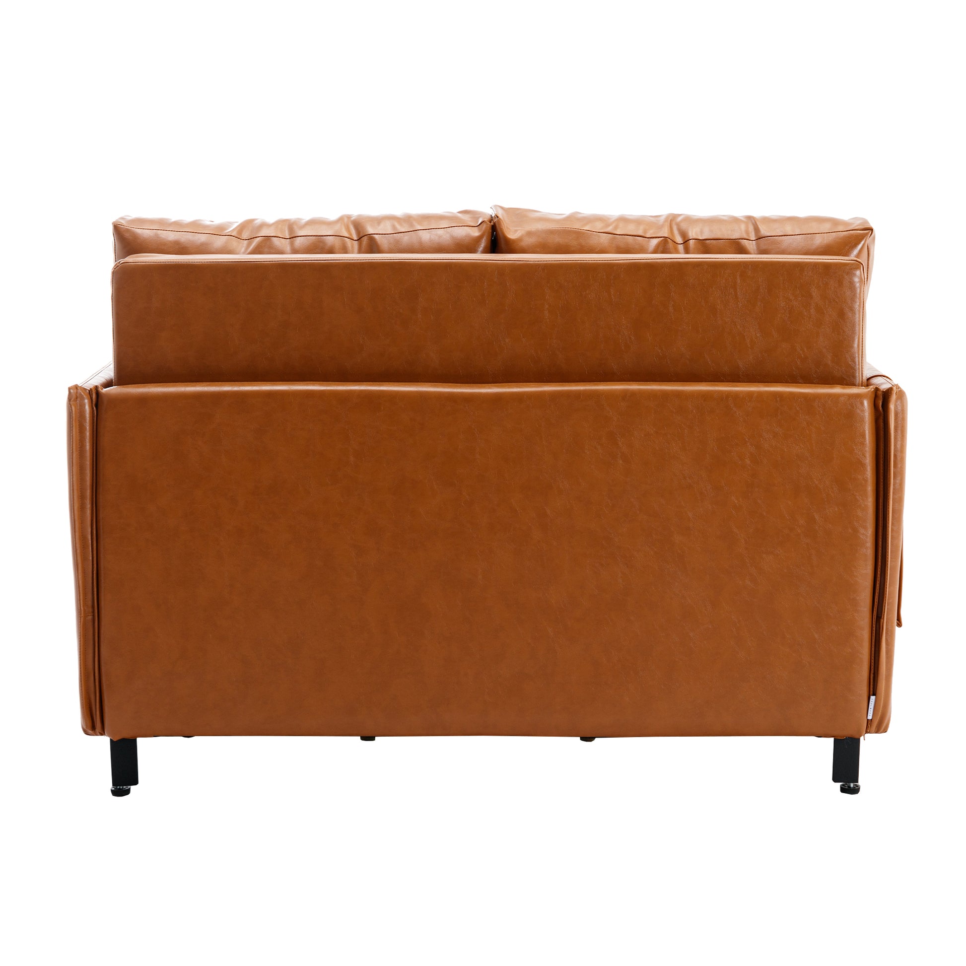 Coolmore Convertible Sleeper Sofa Bed, Modern Velvet Loveseat Couch With Pull Out Bed, Small Beautiful Seat Futon Sofa Bed With Headboard, 2 Pillows & Side Pockets For Living Room Brown Pu