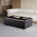 Modern Smart Coffee Table With Built In Fridge, Bluetooth Speaker, Wireless Charging Module, Touch Control Panel, Power Socket, Usb Interface, Outlet Protection, Atmosphere Light, Black Black Primary Living Space Coffee & End Tables Abs