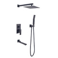 Shower System 16 Inch Square Bathroom Luxury Rain Mixer Shower Combo Set Matte Black Brass