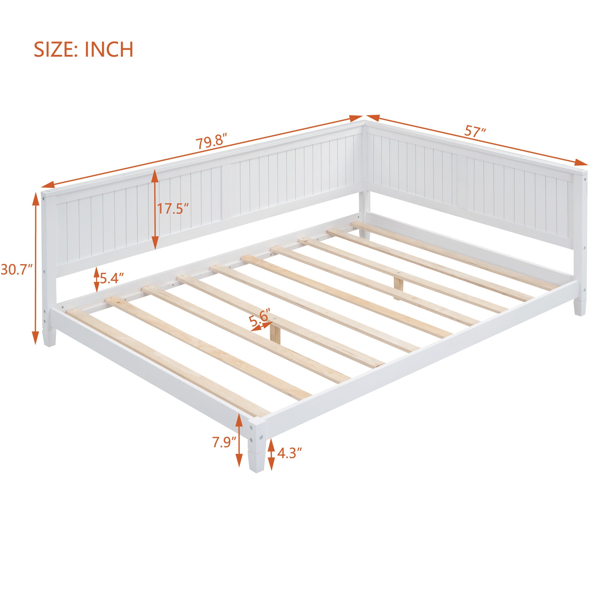 Full Size Wood Daybed Sofa Bed, White White Solid Wood Mdf