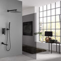 Shower System 16 Inch Square Bathroom Luxury Rain Mixer Shower Combo Set Matte Black Brass