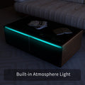 Modern Smart Coffee Table With Built In Fridge, Bluetooth Speaker, Wireless Charging Module, Touch Control Panel, Power Socket, Usb Interface, Outlet Protection, Atmosphere Light, And More, Brown Black Brown Built In Outlets Or Usb Primary Living Space