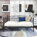 Metal Daybed Frame Multifunctional Mattress Foundation Bed Sofa With Headboard, Twin, Black Box Spring Not Required Twin Black Metal Bedroom Metal