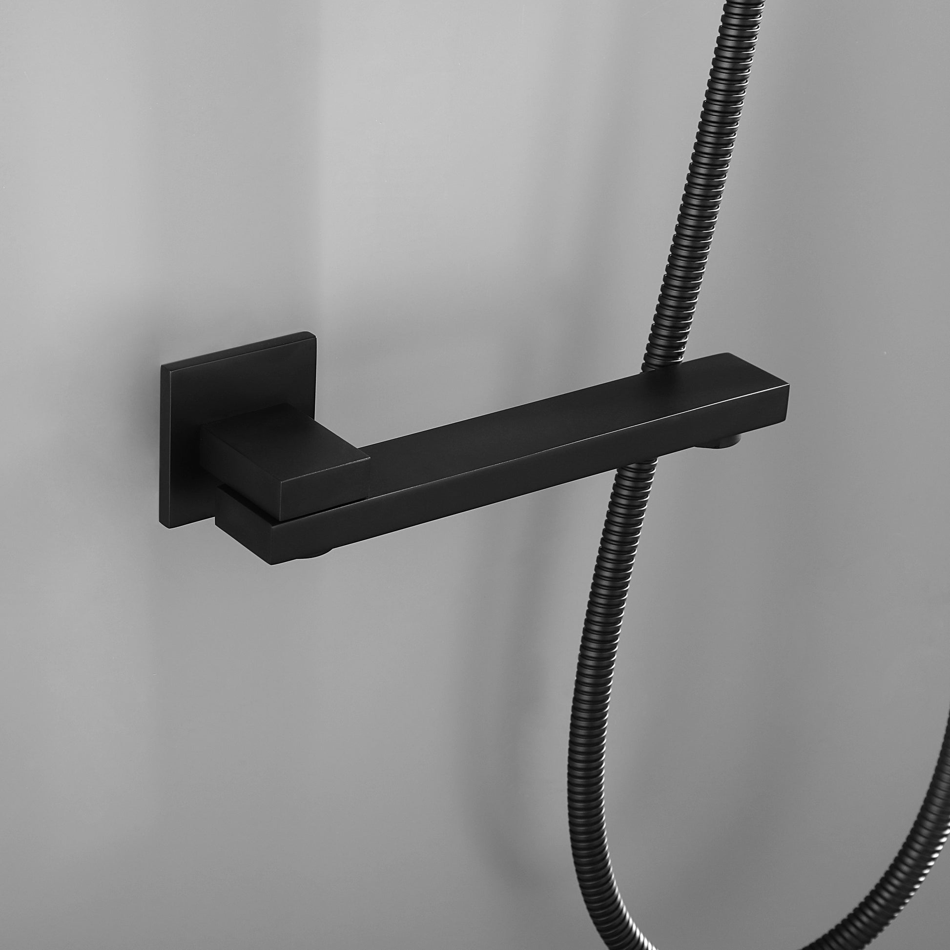 Shower System 16 Inch Square Bathroom Luxury Rain Mixer Shower Combo Set Matte Black Brass