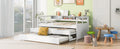 Twin Xl Wood Daybed With 2 Trundles, 3 Storage Cubbies, 1 Light And Usb Charging Design, White Gray Solid Wood