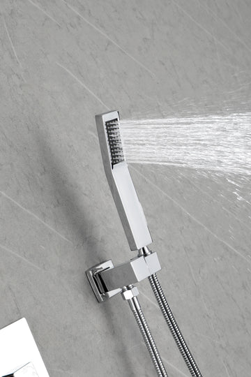 Ceiling Mounted Shower System Combo Set With Handheld And 12"Shower Head Chrome Brass
