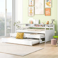 Twin Xl Wood Daybed With 2 Trundles, 3 Storage Cubbies, 1 Light And Usb Charging Design, White Gray Solid Wood