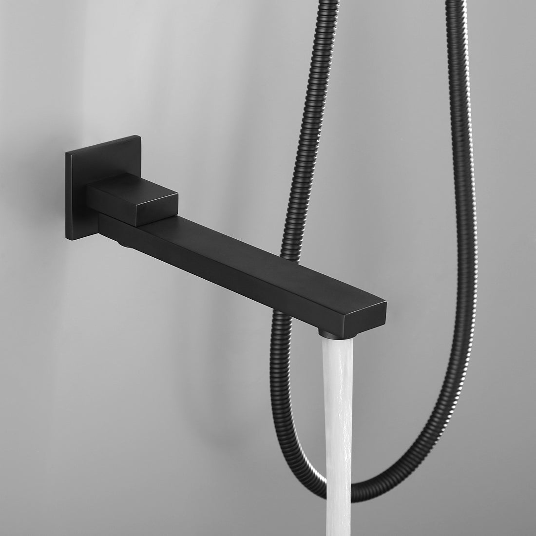 Shower System 16 Inch Square Bathroom Luxury Rain Mixer Shower Combo Set Matte Black Brass