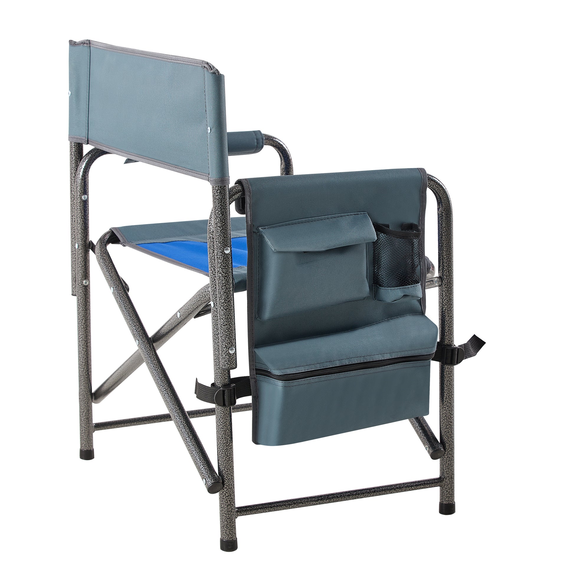 2 Piece Padded Folding Outdoor Chair With Storage Pockets,Lightweight Oversized Directors Chair For Indoor, Outdoor Camping, Picnics And Fishing,Blue Grey Blue Grey Steel