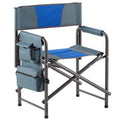 2 Piece Padded Folding Outdoor Chair With Storage Pockets,Lightweight Oversized Directors Chair For Indoor, Outdoor Camping, Picnics And Fishing,Blue Grey Blue Grey Steel