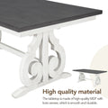 6 Piece Wooden Dining Table Set, Farmhouse Rectangular Dining Table, Four Chairs With Exquisitely Designed Hollow Chair Back And Bench For Home Dining Room Gray White White Gray Solid Wood
