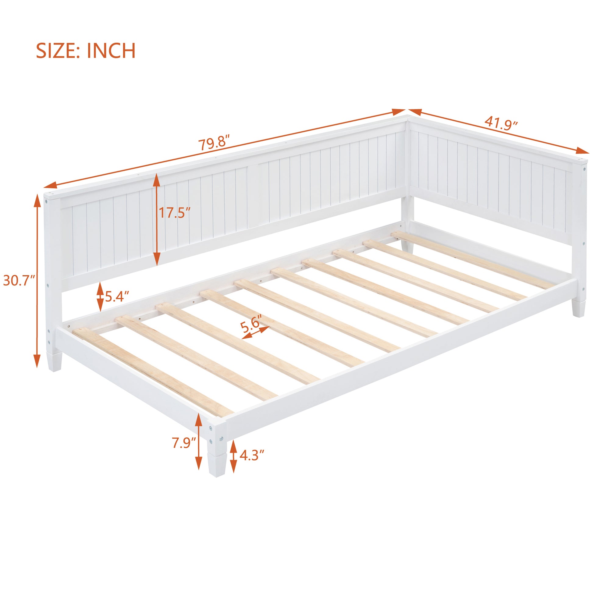 Twin Size Wood Daybed Sofa Bed, White White Solid Wood Mdf