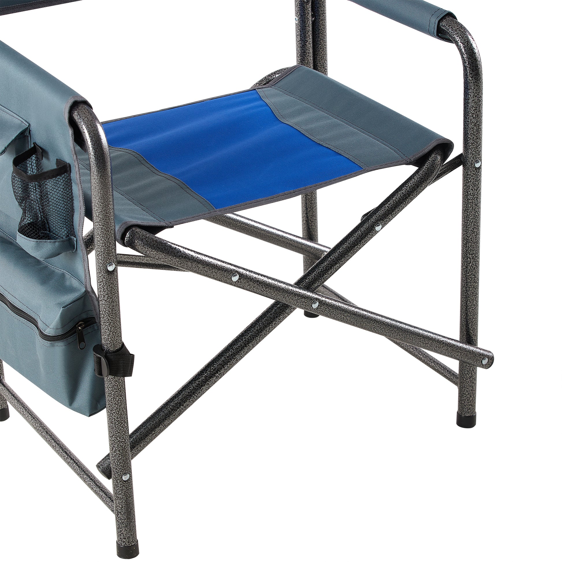 1 Piece Padded Folding Outdoor Chair With Storage Pockets,Lightweight Oversized Directors Chair For Indoor, Outdoor Camping, Picnics And Fishing,Blue Grey Blue Grey Steel