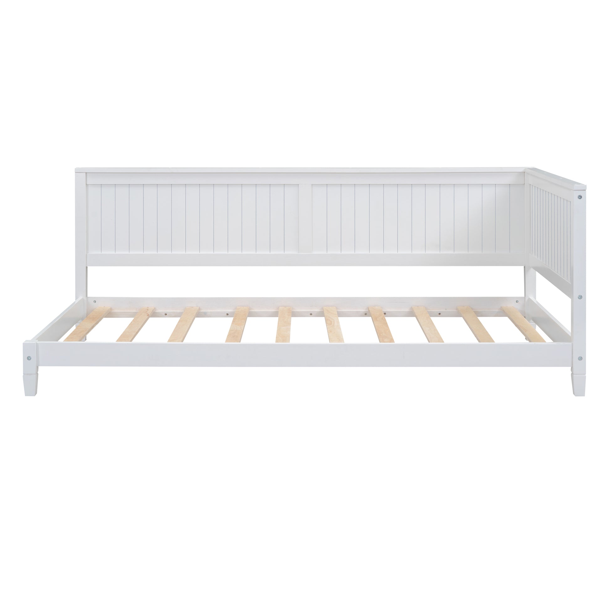 Twin Size Wood Daybed Sofa Bed, White White Solid Wood Mdf