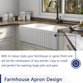 Farmhouse Apron Front White Ceramic Kitchen Sink White Ceramic