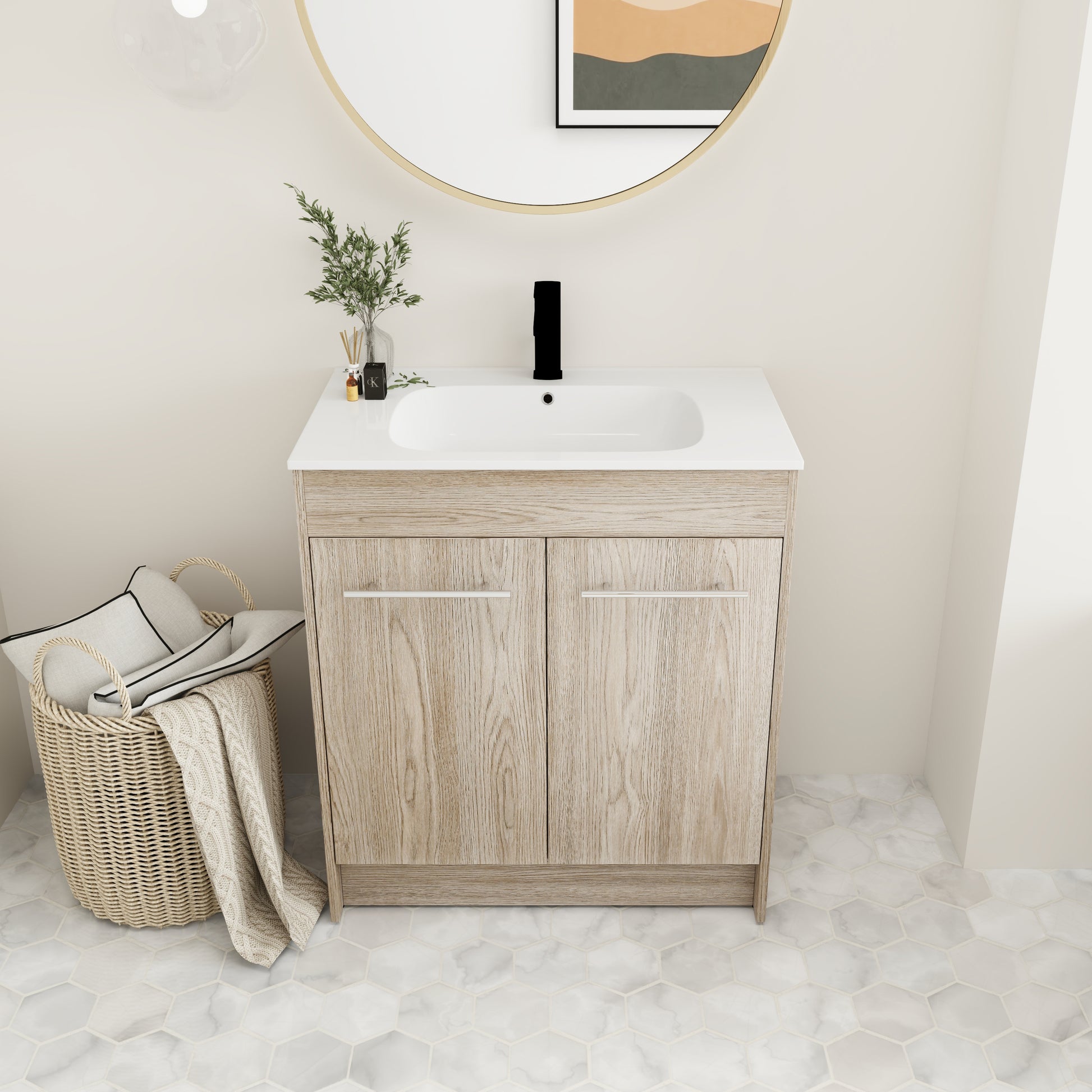 30 Inch Freestanding Bathroom Vanity Kd Packing Bvc04830Weo White Oak 2 Bathroom Freestanding Modern Plywood