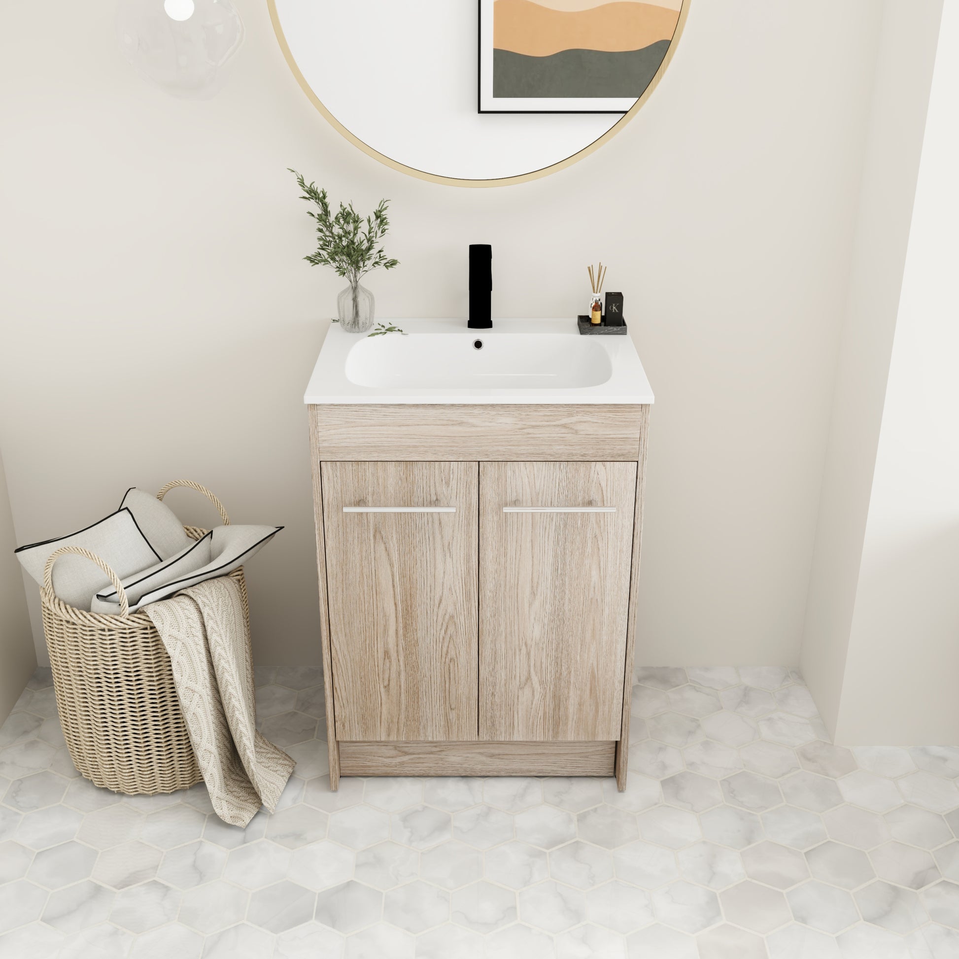 24 Inch Freestanding Bathroom Vanity Kd Packing Bvc04824Weo White Oak 2 Bathroom Freestanding Modern Plywood