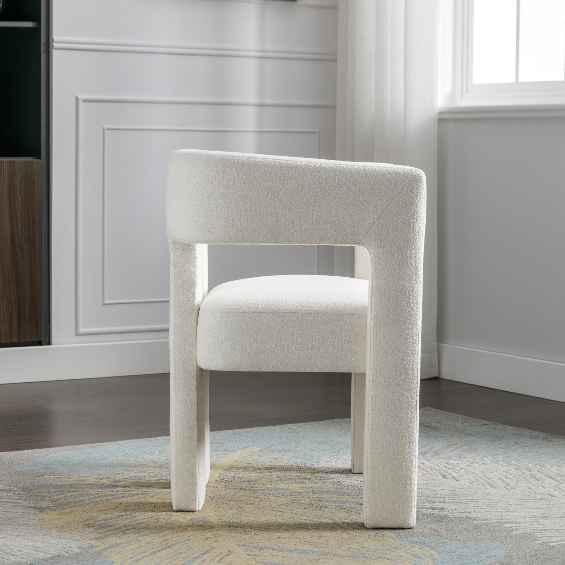 Contemporary Designed Fabric Upholstered Accent Chair Dining Chair For Living Room, Bedroom, Dining Room, Beige Beige Linen