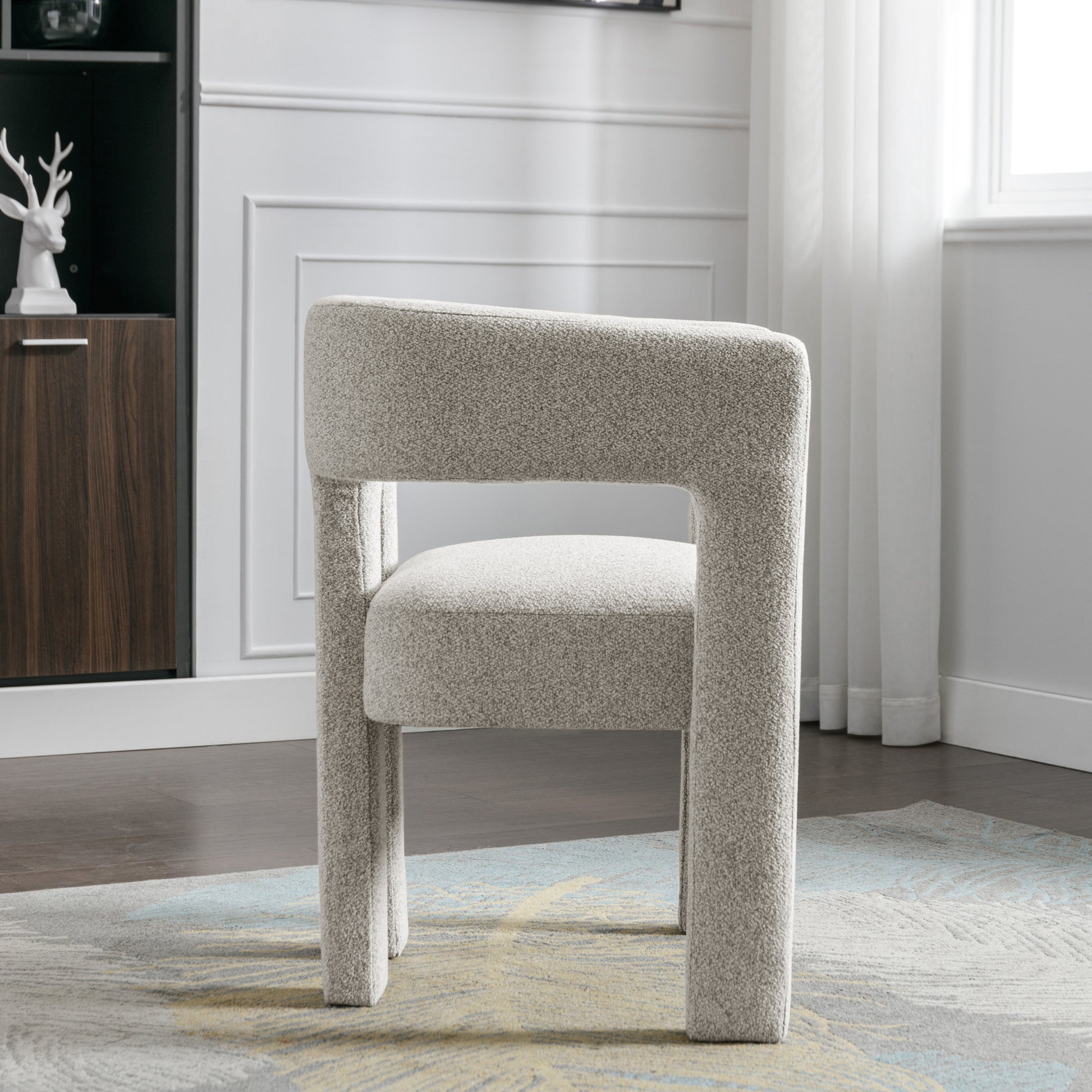 Contemporary Designed Fabric Upholstered Accent Chair Dining Chair For Living Room, Bedroom, Dining Room, Gray Gray Linen