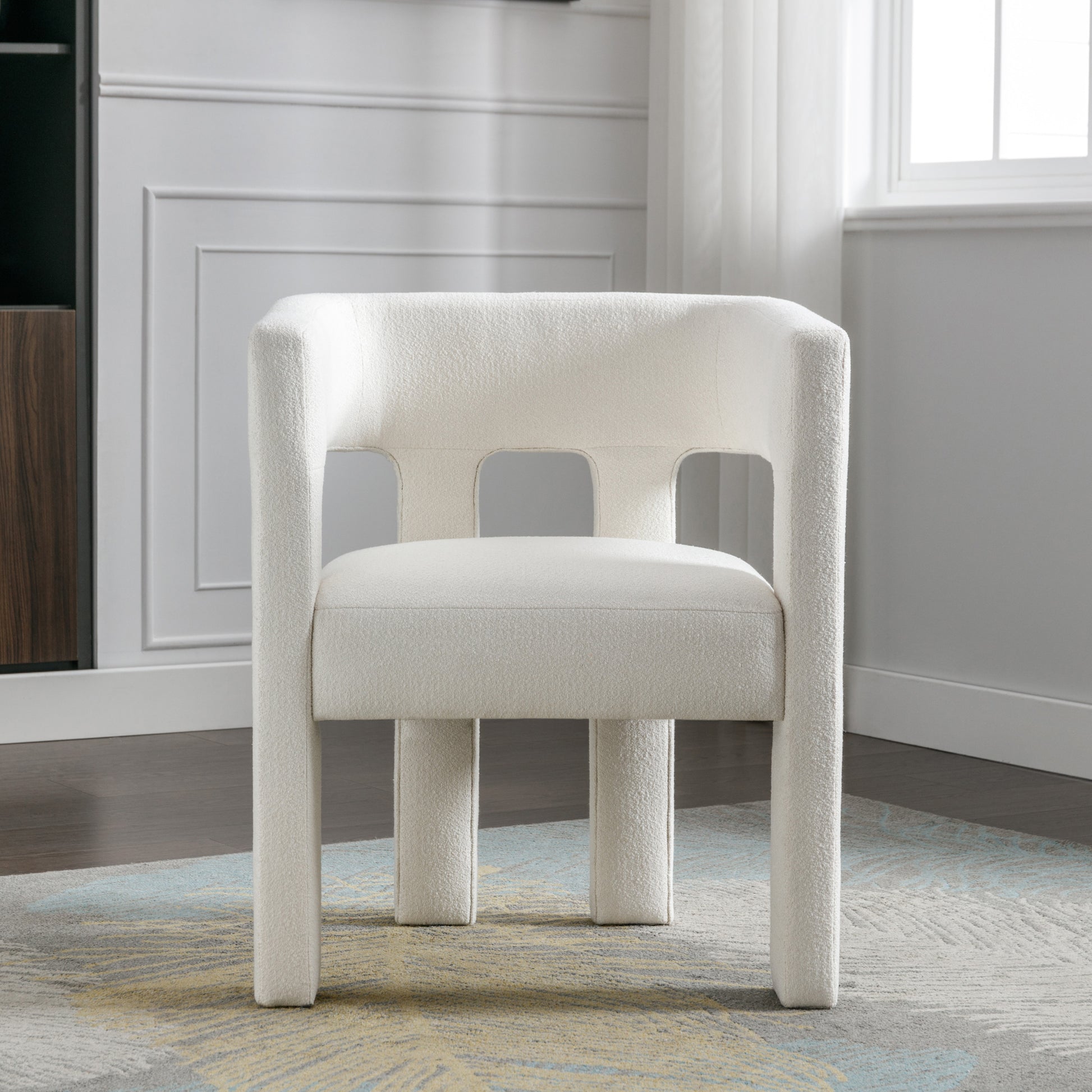 Contemporary Designed Fabric Upholstered Accent Chair Dining Chair For Living Room, Bedroom, Dining Room, Beige Beige Linen
