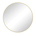 Wall Mirror 42 Inch Gold Circular Mirror Metal Framed Mirror Round Vanity Mirror Dressing Mirror, For Bathroom, Living Room, Bedroom Wall Decor Gold Glass