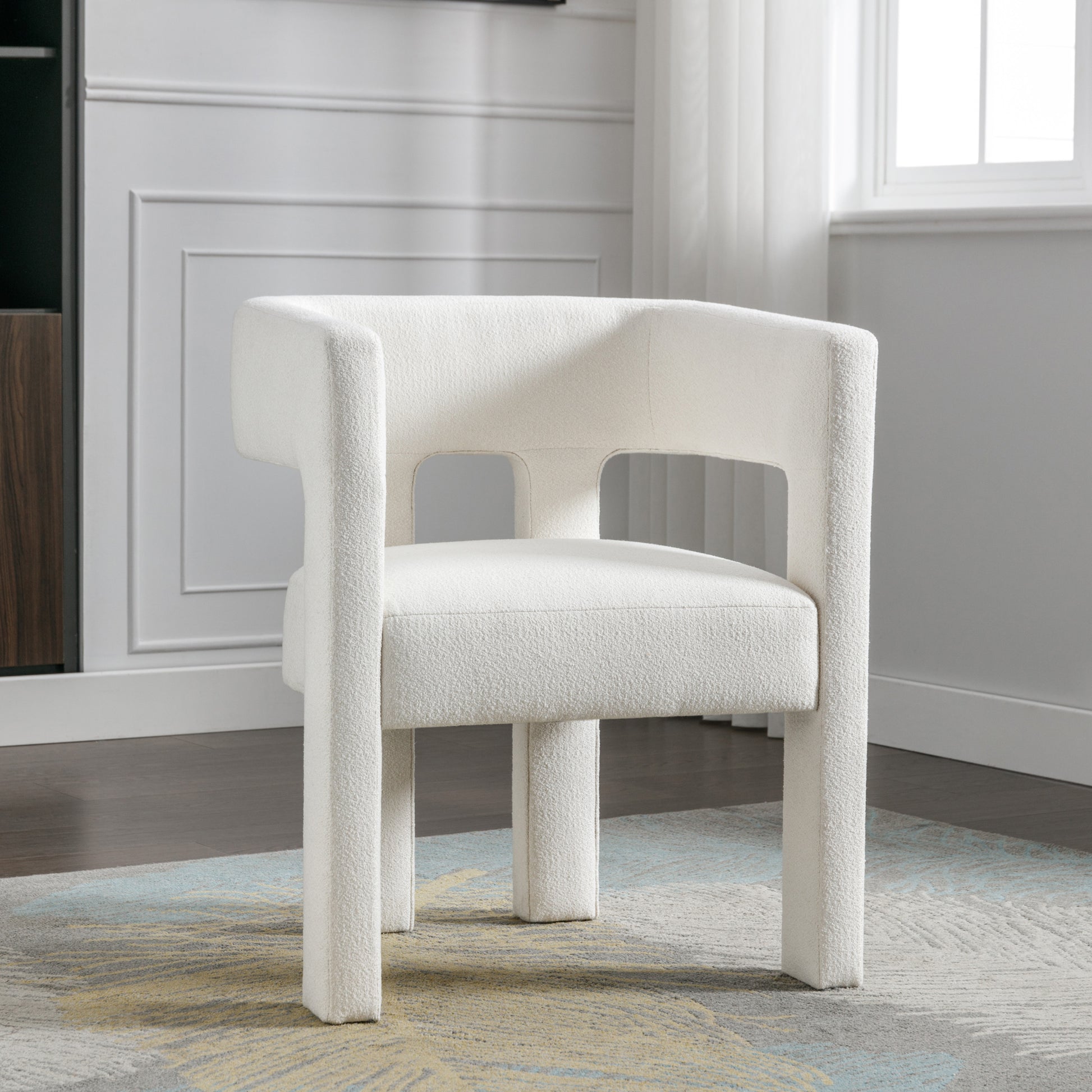 Contemporary Designed Fabric Upholstered Accent Chair Dining Chair For Living Room, Bedroom, Dining Room, Beige Beige Linen