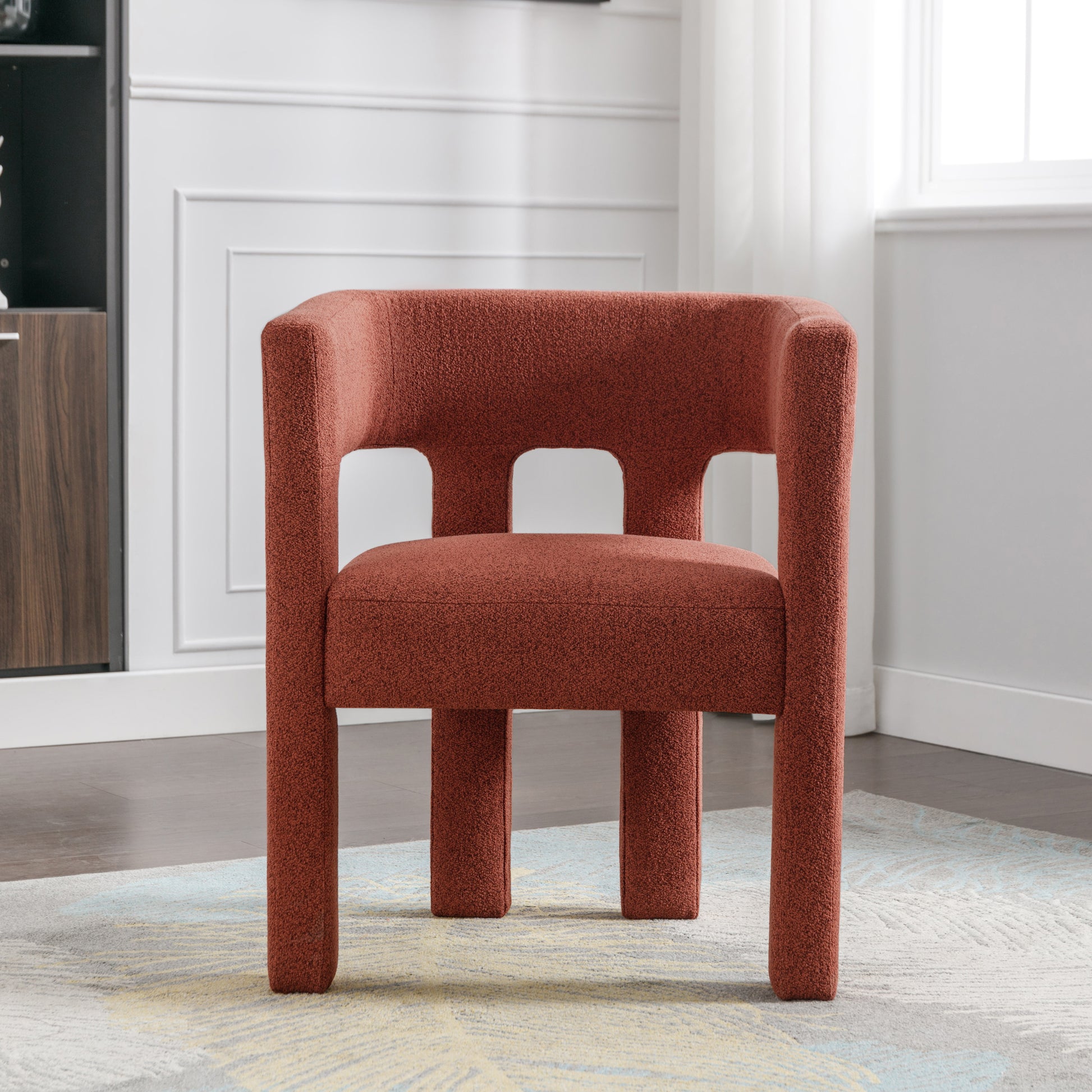 Contemporary Designed Fabric Upholstered Accent Chair Dining Chair For Living Room, Bedroom, Dining Room, Orange Orange Linen