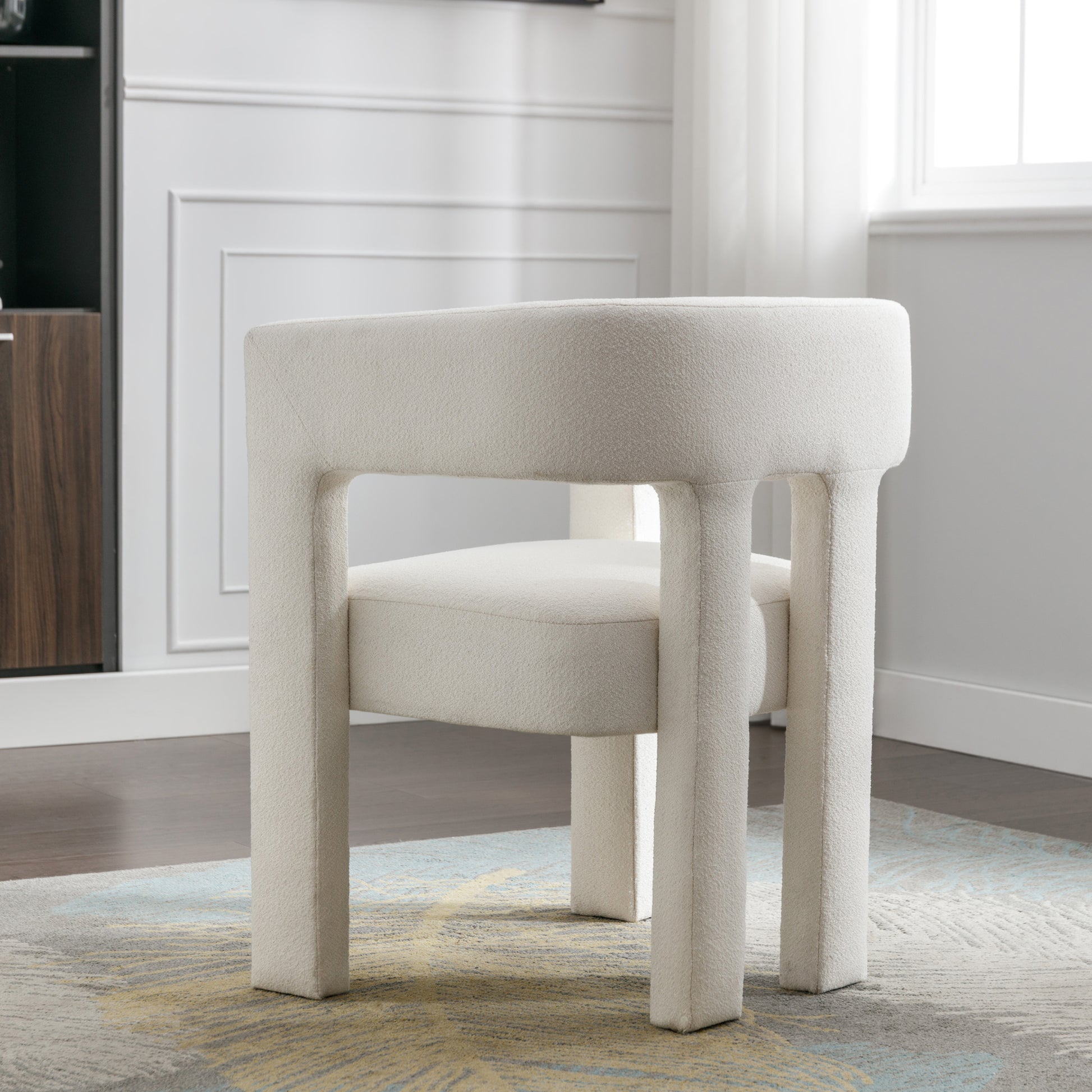 Contemporary Designed Fabric Upholstered Accent Chair Dining Chair For Living Room, Bedroom, Dining Room, Beige Beige Linen