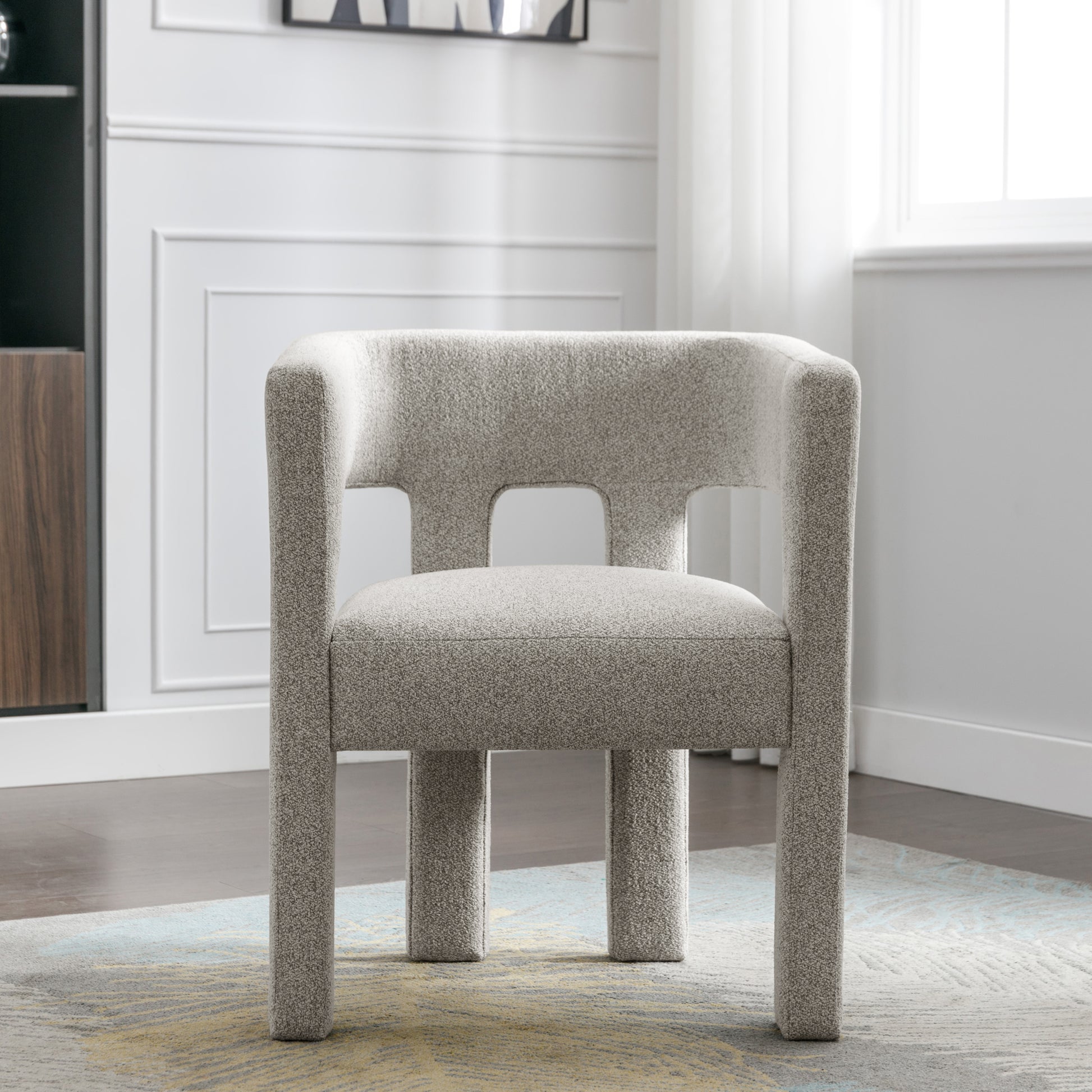Contemporary Designed Fabric Upholstered Accent Chair Dining Chair For Living Room, Bedroom, Dining Room, Gray Gray Linen