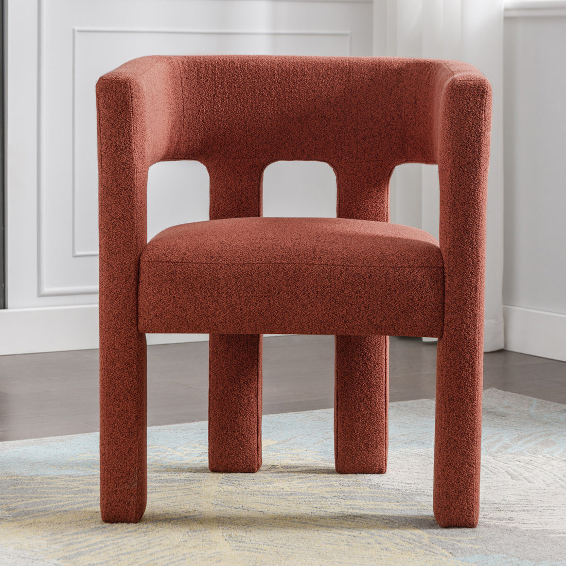 Contemporary Designed Fabric Upholstered Accent Chair Dining Chair For Living Room, Bedroom, Dining Room, Orange Orange Linen