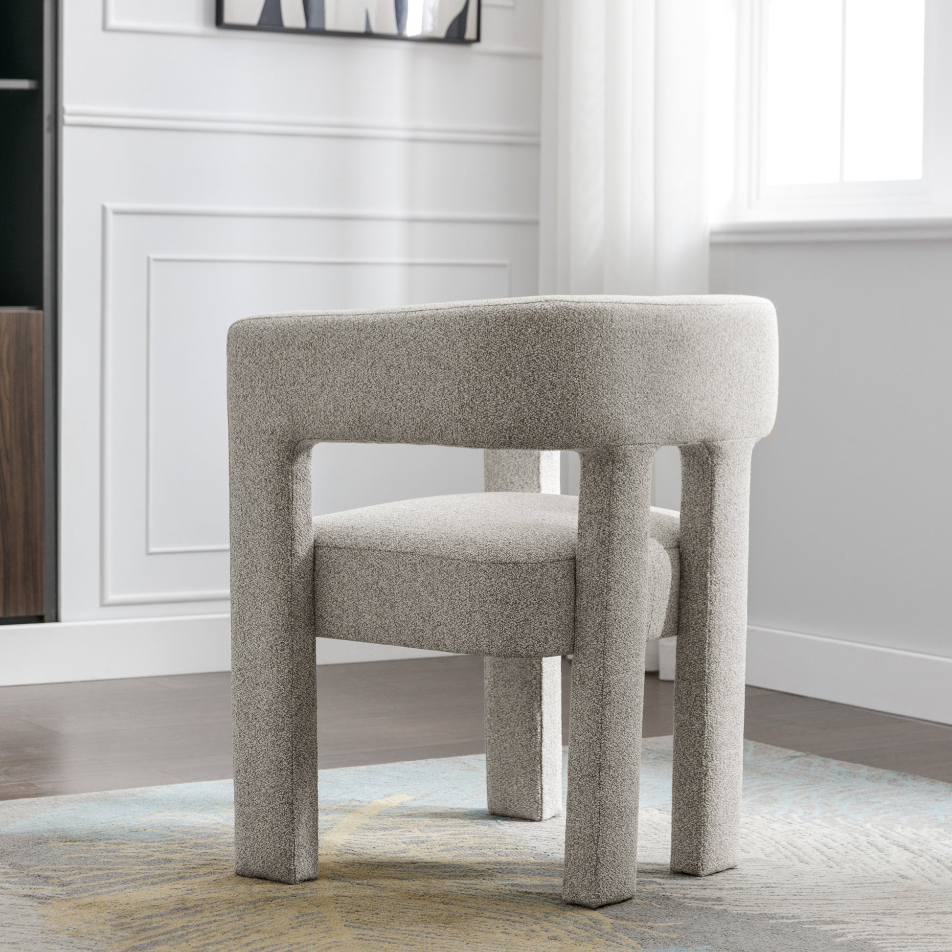 Contemporary Designed Fabric Upholstered Accent Chair Dining Chair For Living Room, Bedroom, Dining Room, Gray Gray Linen