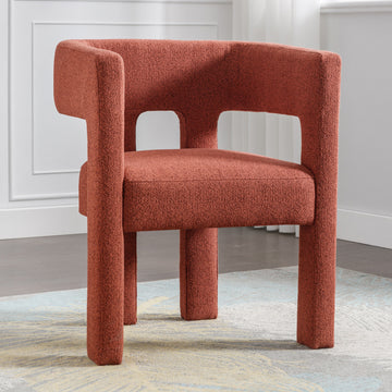 Contemporary Designed Fabric Upholstered Accent Chair Dining Chair For Living Room, Bedroom, Dining Room, Orange Orange Linen