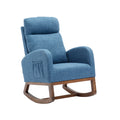 Coolmore Rocking Chair, Modern Glider Chair, Recliner Armchair With Wood Legs And Side Pocket, Nursery Rocking Accent Chair With High Back For Living Room Bedroom Blue Linen Blue Foam Linen