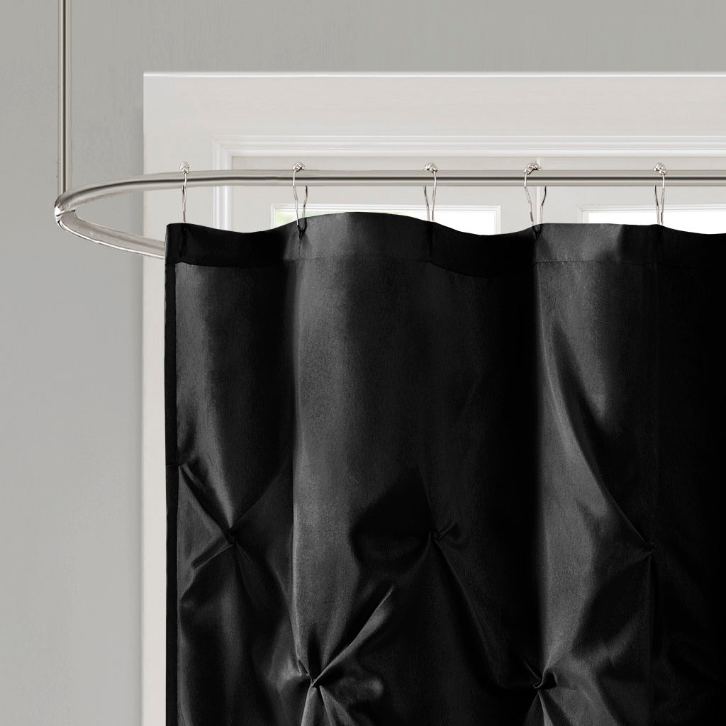 Tufted Semi Sheer Shower Curtain Black Polyester