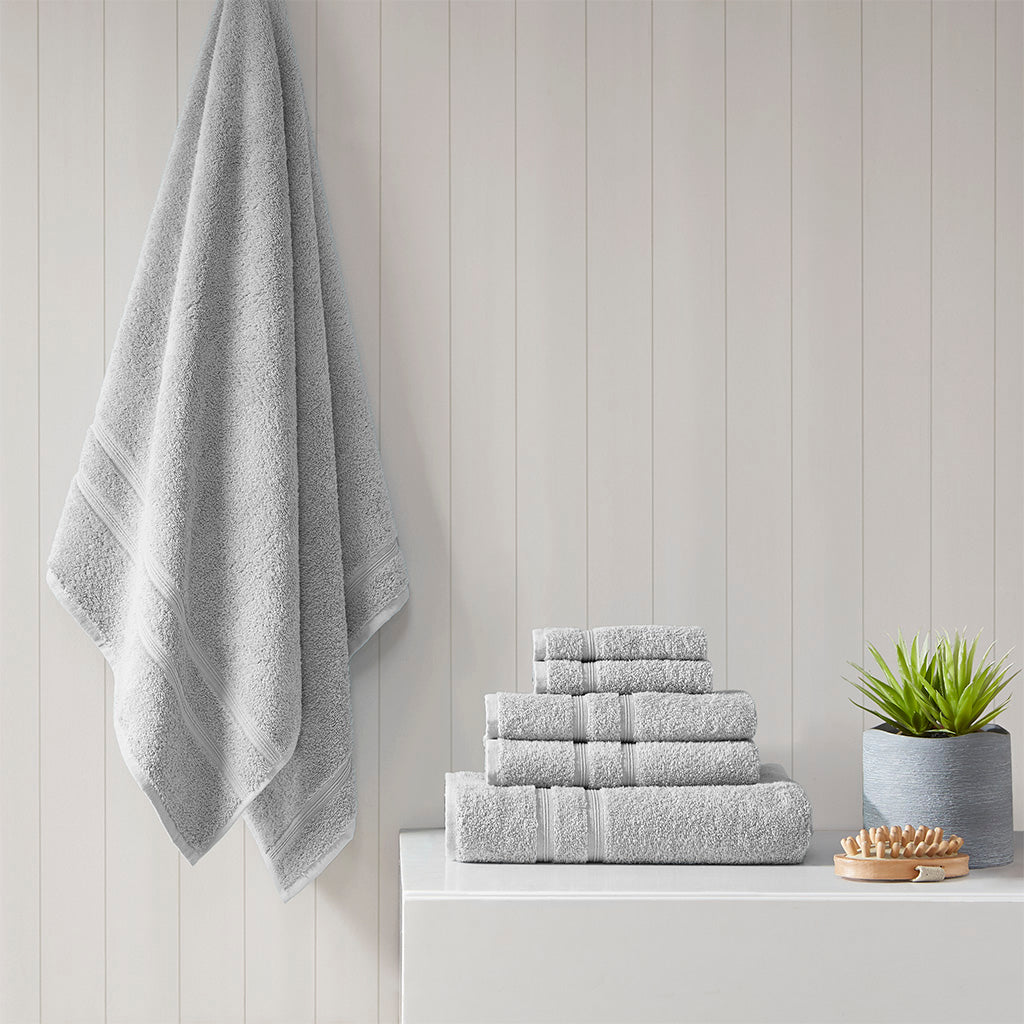 100% Turkish Cotton 6 Piece Towel Set Grey Cotton