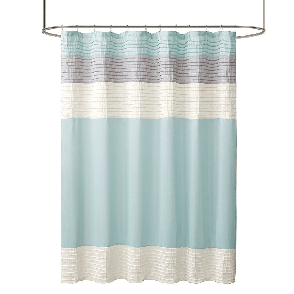 Faux Silk Shower Curtain Aqua Polyester