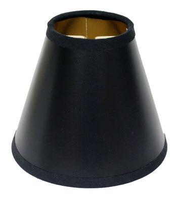 Slant Hardback Chandelier Lampshade With Flame Clip, Black With Gold Lining Set Of 6 Black Parchment