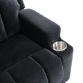 Kids Recliner Chair, Kids Upholstered Couch With Two Cup Holder, Footrest, Backrest, Toddlers Velvet Recliner With Headrest And Footrest Black Velvet